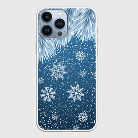 Чехол для iPhone 13 Pro Max с принтом Снежное Настроенние ,  |  | Тематика изображения на принте: елочные иголки | новый год | рисунок | снег | снежинки
