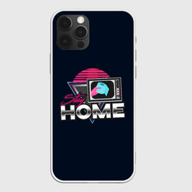 Чехол для iPhone 12 Pro Max с принтом Stay Home , Силикон |  | коронавирус | мем | неон | ретро | самоизоляция | социальная дистанция | туалетная бумага
