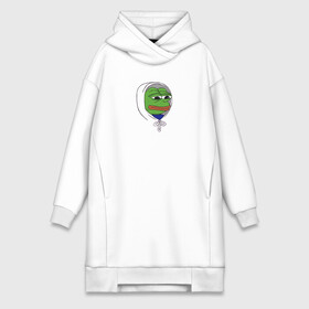 Платье-худи хлопок с принтом Pepe in the hoodie ,  |  | mem | pepe in the hoodie | грустный | животные | капюшон | лягушка | мем | пепе | пепе в худи | прикол | юмор