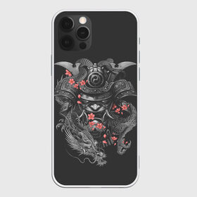 Чехол для iPhone 12 Pro Max с принтом Самурай и дракон , Силикон |  | cherry | flower petals | helmet | japan | katana | ronin | sakura | samurai | вишня | катана | лепестки цветка | ронин | сакура | самурай | шлем | япония