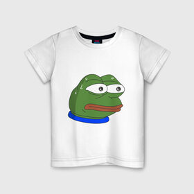 Детская футболка хлопок с принтом Pepe MonkaS , 100% хлопок | круглый вырез горловины, полуприлегающий силуэт, длина до линии бедер | monkas | pepe | испуг | лягушка | мем | пепе | эмоут