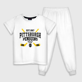 Детская пижама хлопок с принтом Питтсбург Пингвинз , 100% хлопок |  брюки и футболка прямого кроя, без карманов, на брюках мягкая резинка на поясе и по низу штанин
 | hockey | nhl | penguins | pittsburg | pittsburgh | pittsburgh penguins | usa | нхл | пингвинз | питтсбург | питтсбург пингвинз | спорт | сша | хоккей | шайба