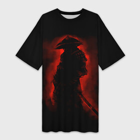 Платье-футболка 3D с принтом Samurai ,  |  | 2077 | art | blood | cyber | cyberpunk | dead | death | demon | japan | mask | ninja | oni | samurai | shadow | shogun | tokyo | warior | арт | воин | война | демон | катана | кибер | киберпанк | кровь | маска | мертвый | ниндзя | путь | самурай
