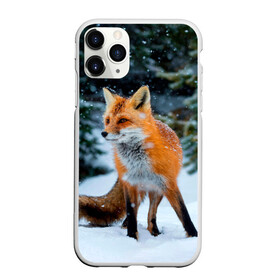 Чехол для iPhone 11 Pro Max матовый с принтом Лиса в зимнем лесу , Силикон |  | Тематика изображения на принте: fox | foxy | в | животные | звери | зима | зимний | зимняя | лес | лиса | лисичка | лисы | природа | снег | снежная