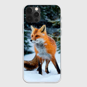 Чехол для iPhone 12 Pro Max с принтом Лиса в зимнем лесу , Силикон |  | fox | foxy | в | животные | звери | зима | зимний | зимняя | лес | лиса | лисичка | лисы | природа | снег | снежная
