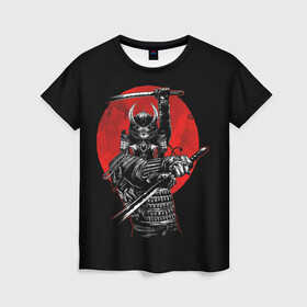 Женская футболка 3D с принтом Samurai , 100% полиэфир ( синтетическое хлопкоподобное полотно) | прямой крой, круглый вырез горловины, длина до линии бедер | 2077 | art | blood | cyber | cyberpunk | dead | death | demon | japan | mask | ninja | oni | samurai | shadow | shogun | tokyo | warior | арт | воин | война | демон | катана | кибер | киберпанк | кровь | маска | мертвый | ниндзя | путь | самурай