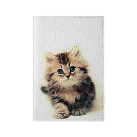 Обложка для паспорта матовая кожа с принтом катёнок , натуральная матовая кожа | размер 19,3 х 13,7 см; прозрачные пластиковые крепления | Тематика изображения на принте: cute kitten | kitten | котёнок | красивый котёнок | милый котёнок