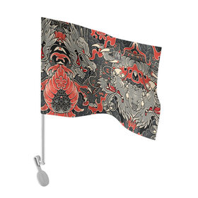 Флаг для автомобиля с принтом Самурай (Якудза, драконы) , 100% полиэстер | Размер: 30*21 см | буси | воины рыцари | драконы | сабурау | самурай | якудза