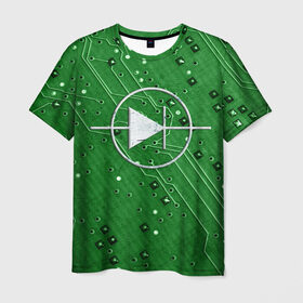 Мужская футболка 3D с принтом Печатная плата и диод , 100% полиэфир | прямой крой, круглый вырез горловины, длина до линии бедер | диод | обозначение | печатная | пиктограмма | плата | радиодеталь | схема | электроника
