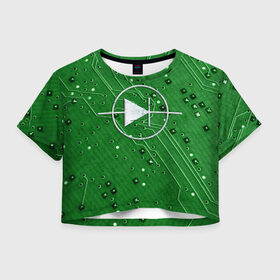 Женская футболка Crop-top 3D с принтом Печатная плата и диод , 100% полиэстер | круглая горловина, длина футболки до линии талии, рукава с отворотами | диод | обозначение | печатная | пиктограмма | плата | радиодеталь | схема | электроника