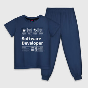 Детская пижама хлопок с принтом Software Developer , 100% хлопок |  брюки и футболка прямого кроя, без карманов, на брюках мягкая резинка на поясе и по низу штанин
 | качества | кодер | программист | разработчик | резюме | таланты | характеристика