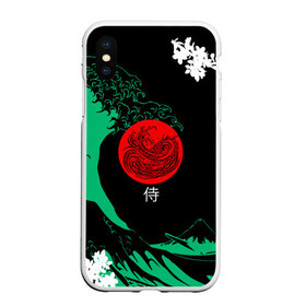 Чехол для iPhone XS Max матовый с принтом Japanese style , Силикон | Область печати: задняя сторона чехла, без боковых панелей | ninja | samurai | больгая волна | дракон | иероглиф | ниндзя | природа | самурай | япония | японское искусство