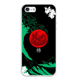 Чехол для iPhone 5/5S матовый с принтом Japanese style , Силикон | Область печати: задняя сторона чехла, без боковых панелей | ninja | samurai | больгая волна | дракон | иероглиф | ниндзя | природа | самурай | япония | японское искусство