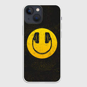 Чехол для iPhone 13 mini с принтом Наушники Смайл ,  |  | люблю музыку | музыка | наушники | смайл | улыбка | эмодзи