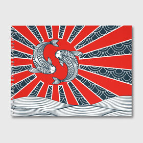 Альбом для рисования с принтом Карпы Кои , 100% бумага
 | матовая бумага, плотность 200 мг. | Тематика изображения на принте: бамбук | инь янь | карп | кои | рыба | узор | япония