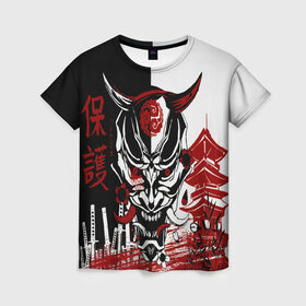 Женская футболка 3D с принтом Самурай Samurai , 100% полиэфир ( синтетическое хлопкоподобное полотно) | прямой крой, круглый вырез горловины, длина до линии бедер | cyberpunk 2077 | ninja | samurai | киберпанк | маска самурая | путь война | самурай | сёгун | семь самураев | токио | чёрный самурай | японский самурай