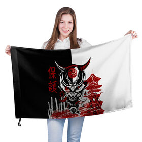 Флаг 3D с принтом Самурай Samurai , 100% полиэстер | плотность ткани — 95 г/м2, размер — 67 х 109 см. Принт наносится с одной стороны | cyberpunk 2077 | ninja | samurai | киберпанк | маска самурая | путь война | самурай | сёгун | семь самураев | токио | чёрный самурай | японский самурай