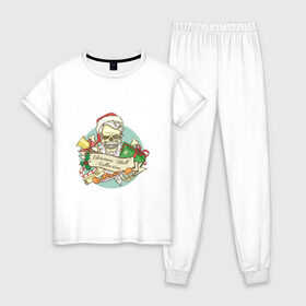 Женская пижама хлопок с принтом Подарочки от Роджера , 100% хлопок | брюки и футболка прямого кроя, без карманов, на брюках мягкая резинка на поясе и по низу штанин | 