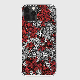 Чехол для iPhone 12 Pro с принтом Красные и Белые самураи , силикон | область печати: задняя сторона чехла, без боковых панелей | bushido | samurai | белый | бусидо | воин | демон | красный | маска | паттерн | самурай | сёгун | япония