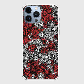 Чехол для iPhone 13 Pro Max с принтом Красные и Белые самураи ,  |  | Тематика изображения на принте: bushido | samurai | белый | бусидо | воин | демон | красный | маска | паттерн | самурай | сёгун | япония