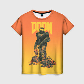 Женская футболка 3D с принтом Doom , 100% полиэфир ( синтетическое хлопкоподобное полотно) | прямой крой, круглый вырез горловины, длина до линии бедер | doom | doom eternal | fps | game | games | hell | shooter | shotgun | ад | дробовик | дум | думгай | игра | игры