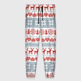 Женские брюки 3D с принтом Новогодний пиксельный узор , полиэстер 100% | прямой крой, два кармана без застежек по бокам, с мягкой трикотажной резинкой на поясе и по низу штанин. В поясе для дополнительного комфорта — широкие завязки | christmas | deer | hearts | new year | pattern | pixels | snowflakes | trees | елки | новый год | олени | пиксели | рождество | сердечки | снежинки | узор