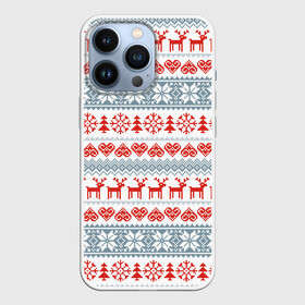 Чехол для iPhone 13 Pro с принтом Новогодний пиксельный узор ,  |  | christmas | deer | hearts | new year | pattern | pixels | snowflakes | trees | елки | новый год | олени | пиксели | рождество | сердечки | снежинки | узор