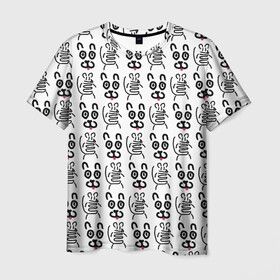Мужская футболка 3D с принтом Кот + Мышь Черный + Белый , 100% полиэфир | прямой крой, круглый вырез горловины, длина до линии бедер | животные | кот | котик | мышка | мышь