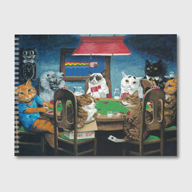 Альбом для рисования с принтом Коты играют в покер , 100% бумага
 | матовая бумага, плотность 200 мг. | Тематика изображения на принте: a friend in need | art | artist | bets | cards | cats | chips | cookie | gambling | games | memes | nyan cat | picture | poker | rainbow | азартные игры | друг познается в беде | искусство | картина | карты | котики | коты | котэ | мемы | нян кэт | печень