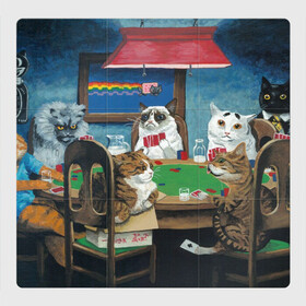 Магнитный плакат 3Х3 с принтом Коты играют в покер , Полимерный материал с магнитным слоем | 9 деталей размером 9*9 см | a friend in need | art | artist | bets | cards | cats | chips | cookie | gambling | games | memes | nyan cat | picture | poker | rainbow | азартные игры | друг познается в беде | искусство | картина | карты | котики | коты | котэ | мемы | нян кэт | печень
