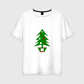 Женская футболка хлопок Oversize с принтом Ёлка новогодняя , 100% хлопок | свободный крой, круглый ворот, спущенный рукав, длина до линии бедер
 | дерево | елка | новый год | подарок | рождество | украшения