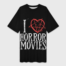 Платье-футболка 3D с принтом I Love Horror Movies ,  |  | 666 | blood | dracula | horror | i | inside | love | movies | pentagram | scream | vampire | вампир | внутри | дракула | древний | крик | кровь | люблю | пентаграмма | ужасы | фильмы | хоррор | я