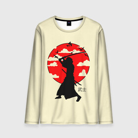 Мужской лонгслив 3D с принтом Japan samurai , 100% полиэстер | длинные рукава, круглый вырез горловины, полуприлегающий силуэт | boy | japan style | japanese aesthetics | ninja | samurai | воин | иероглифы | катана | красная луна | меч | ниндзя | рыцарь | самурай | солдат | харакири | черный самурай | япония | японская анимация | японская эстетика