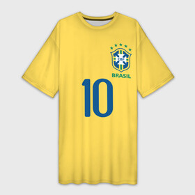 Платье-футболка 3D с принтом Форма ПЕЛЕ ,  |  | brazil | game | legend | pele | sport | uniform | бразилия | гол | желтый | игра | легенда | мяч | нападающий | пеле | ретро | форма | футбол | чемпион | чемпионат