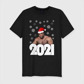 Мужская футболка хлопок Slim с принтом НОВЫЙ ГОД 2021 , 92% хлопок, 8% лайкра | приталенный силуэт, круглый вырез ворота, длина до линии бедра, короткий рукав | 2021 | merry christmas | new year | зима | новый год | праздник | снег | счастливого рождества