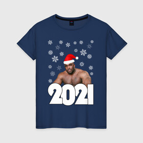 Женская футболка хлопок с принтом НОВЫЙ ГОД 2021 , 100% хлопок | прямой крой, круглый вырез горловины, длина до линии бедер, слегка спущенное плечо | 2021 | merry christmas | new year | зима | новый год | праздник | снег | счастливого рождества