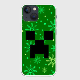 Чехол для iPhone 13 mini с принтом ЗИМНИЙ MINECRAFT ,  |  | christmas | creeper | game | minecraft | new year | snow | winter | зима | крипер | майнкрафт | мороз | новый год | рождество | снег | снежинки