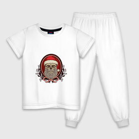 Детская пижама хлопок с принтом Череп Санты , 100% хлопок |  брюки и футболка прямого кроя, без карманов, на брюках мягкая резинка на поясе и по низу штанин
 | 