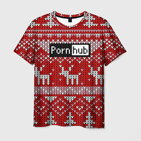 Мужская футболка 3D с принтом Pornhub , 100% полиэфир | прямой крой, круглый вырез горловины, длина до линии бедер | deer | fashion | horns | new year | pattern | vanguard | x mas tree | авангард | ёлка | мода | новый год | олень | рога | узор