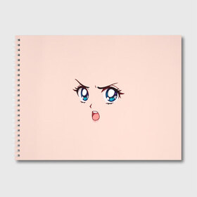 Альбом для рисования с принтом Angry anime girl , 100% бумага
 | матовая бумага, плотность 200 мг. | angry | anime | art | big | eyes | face | girl | kawaii | manga | style | аниме | арт | взгляд | глаза | девушка | злой | кавай | лицо | манга