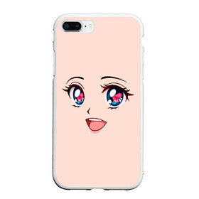 Чехол для iPhone 7Plus/8 Plus матовый с принтом Happy anime face , Силикон | Область печати: задняя сторона чехла, без боковых панелей | angry | anime | art | big | eyes | face | girl | kawaii | manga | style | аниме | арт | глаза | девушка | кавай | лицо | манга