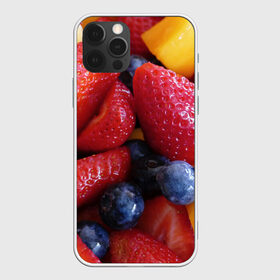 Чехол для iPhone 12 Pro Max с принтом Фругтово-ягодное изобилие , Силикон |  | Тематика изображения на принте: еда | клубника | манго | фрукт | фрукты | черника | ягода | ягоды