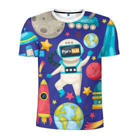 Мужская футболка 3D спортивная с принтом Pornhub space , 100% полиэстер с улучшенными характеристиками | приталенный силуэт, круглая горловина, широкие плечи, сужается к линии бедра | astronaut | comet | cosmos | moon | planet | rocet | space | star | звезда | космонавт | космос | планета | ракета