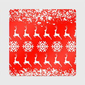 Магнит виниловый Квадрат с принтом New Year , полимерный материал с магнитным слоем | размер 9*9 см, закругленные углы | Тематика изображения на принте: christmas toys | deer | new year | red | snow | snowflakes | tree | елка | красный | новогодние игрушки | новый год | олени | свитер с оленями | снег | снежинки | футболка с оленями