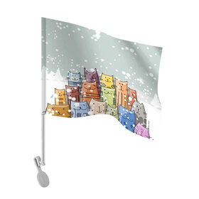 Флаг для автомобиля с принтом Котики , 100% полиэстер | Размер: 30*21 см | 2020 | background | holiday | new year | rat | гирлянда | елка | елочки | зима | новый год | праздник | рождество | синий | снег | снежинки | текстура | фон