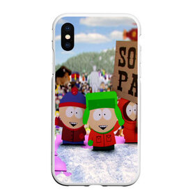 Чехол для iPhone XS Max матовый с принтом Южный Парк / South Park . , Силикон | Область печати: задняя сторона чехла, без боковых панелей | Тематика изображения на принте: south park | ubisoft | woodland critter christmas | кенни | мультсериал | стэн | южный парк