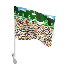 Флаг для автомобиля с принтом Южный Парк / South Park . , 100% полиэстер | Размер: 30*21 см | south park | ubisoft | woodland critter christmas | кенни | мультсериал | стэн | южный парк