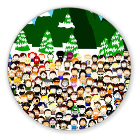 Коврик для мышки круглый с принтом Южный Парк / South Park . , резина и полиэстер | круглая форма, изображение наносится на всю лицевую часть | south park | ubisoft | woodland critter christmas | кенни | мультсериал | стэн | южный парк