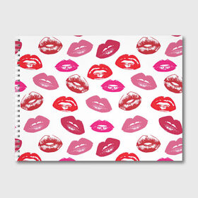 Альбом для рисования с принтом Губы , 100% бумага
 | матовая бумага, плотность 200 мг. | арт | бардовый | губы | косметика | красный | помада | поцелуи | поцелуй | рисунок | розовый
