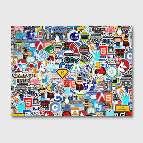 Альбом для рисования с принтом Programming stickers , 100% бумага
 | матовая бумага, плотность 200 мг. | css | it | linux | programming | wi fi | код | компьютер | линукс | программирование | профессия | стикер бомбинг